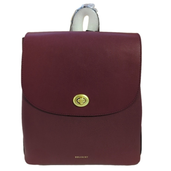 Bolvaint Geneviève Paris Backpack Purse Fine Leather Luxury Tote Bag Plum red - Picture 16 of 16